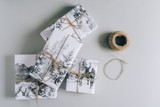 Printed paper tied with twine